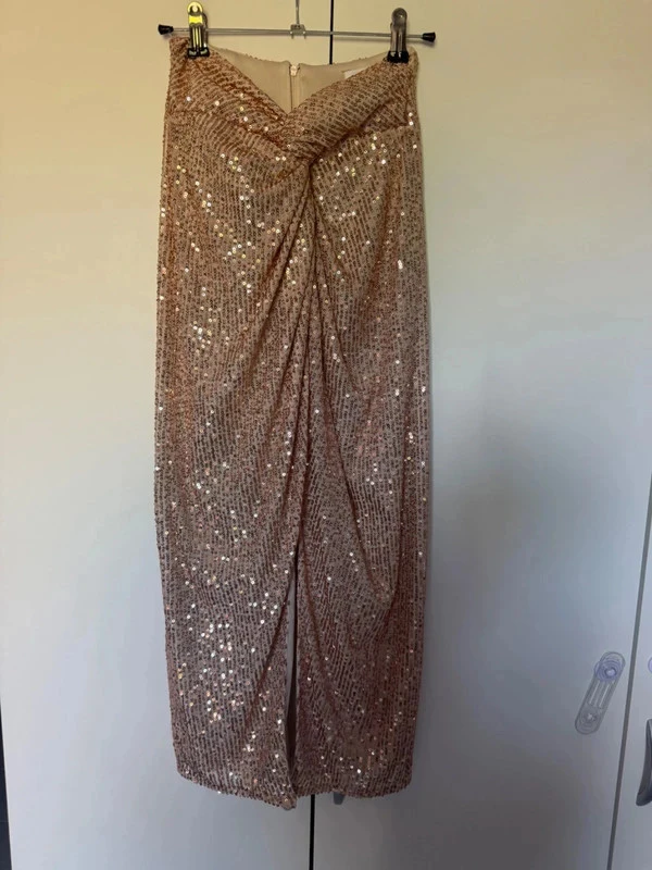 Sublime jupe longue rose dorée fendue Nafnaf Taille 34 – photo 2